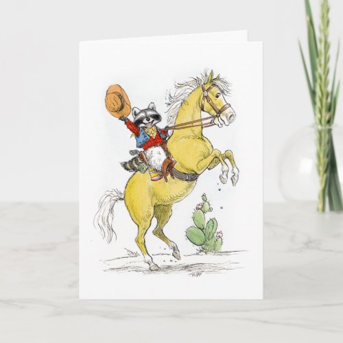 Cowboy Raccoon Happy Birthday Card