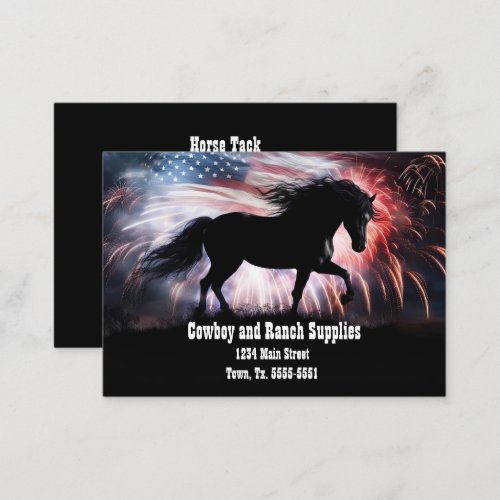 Cowboy Ranch Horse Tack Fencing Patriotic Business Card