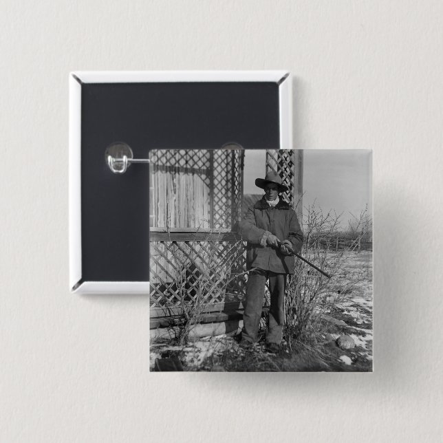 Cowboy Rancher or Canadian Outlaw of Old West Button (Front & Back)