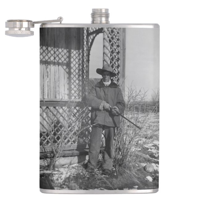 Cowboy Rancher or Canadian Outlaw of Old West Flask (Opened)