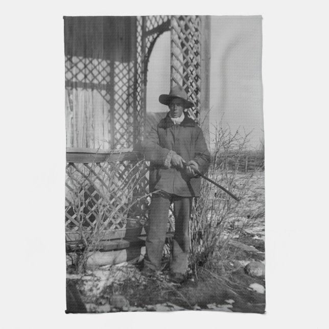 Cowboy Rancher or Canadian Outlaw of Old West Kitchen Towel (Vertical)