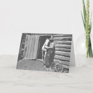 Cowboy reading a letter. card