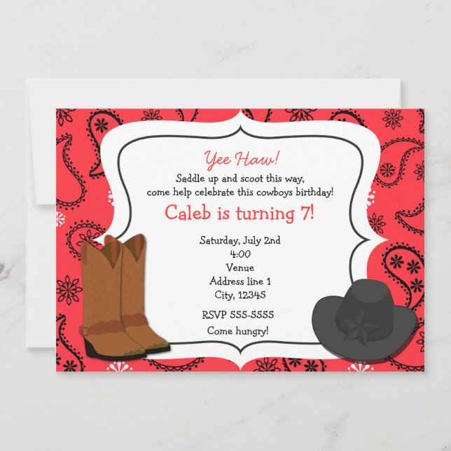 Cowboy Red Bandana Western Country Invitation (Front)