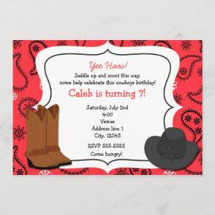 Cowboy Red Bandana Western Country Invitation
