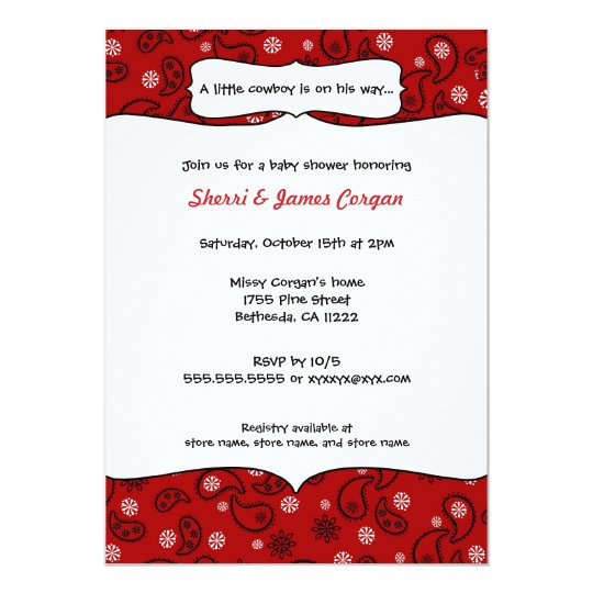 Cowboy Red Paisley Baby Shower Invite | Zazzle.com