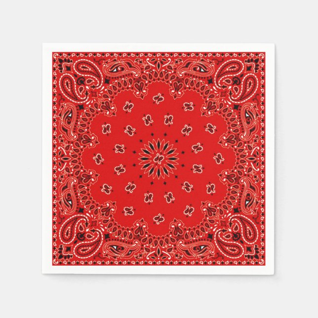 Cowboy Red Paisley Bandana Scarf BBQ Picnic Napkin (Front)