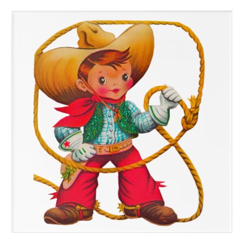 Cowboy Retro Boy Child Cute Western Acrylic Print
