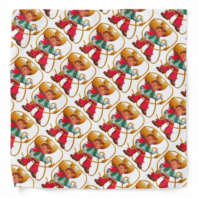Cowboy Retro Boy Child Cute Western Bandana (Front)