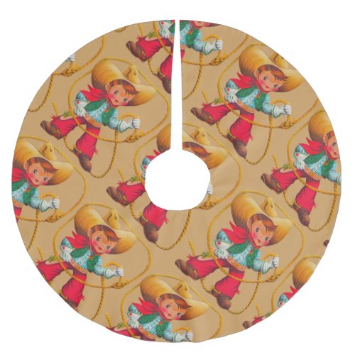 Cowboy Retro Boy Child Cute Western Brushed Polyester Tree Skirt