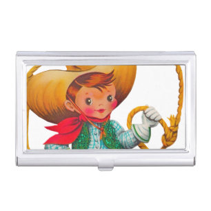 Cowboy Retro Boy Child Cute Western Business Card Case