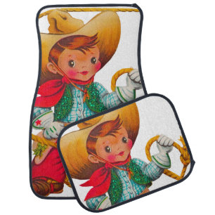 Cowboy Retro Boy Child Cute Western Car Floor Mat