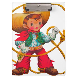 Cowboy Retro Boy Child Cute Western Clipboard