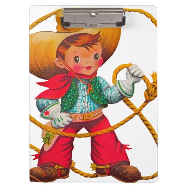 Cowboy Retro Boy Child Cute Western Clipboard (Front)