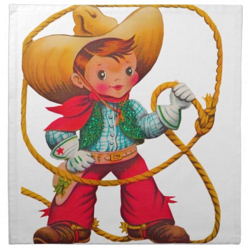 Cowboy Retro Boy Child Cute Western Cloth Napkin