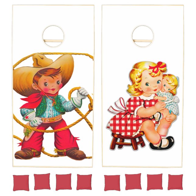 Cowboy Retro Boy Child Cute Western Cornhole Set (Set)