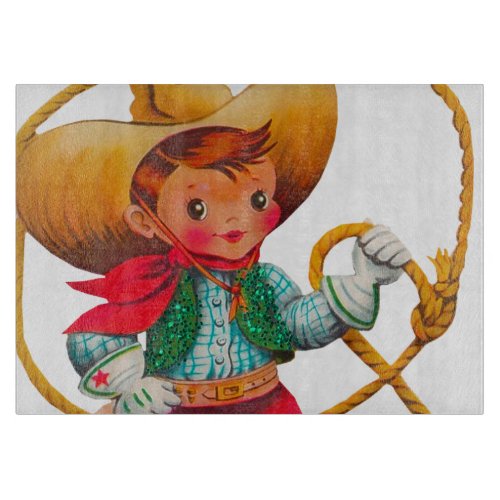Cowboy Retro Boy Child Cute Western Cutting Board