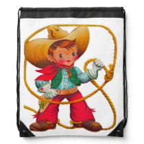 Cowboy Retro Boy Child Cute Western Drawstring Bag