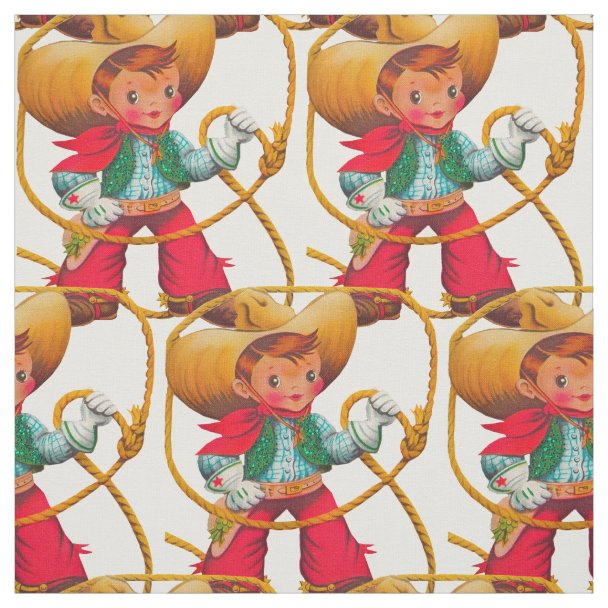 Western Cowboy Rope Lasso Print Fabric | Zazzle
