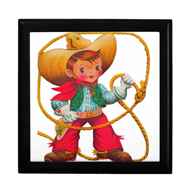 Cowboy Retro Boy Child Cute Western Gift Box (Front)