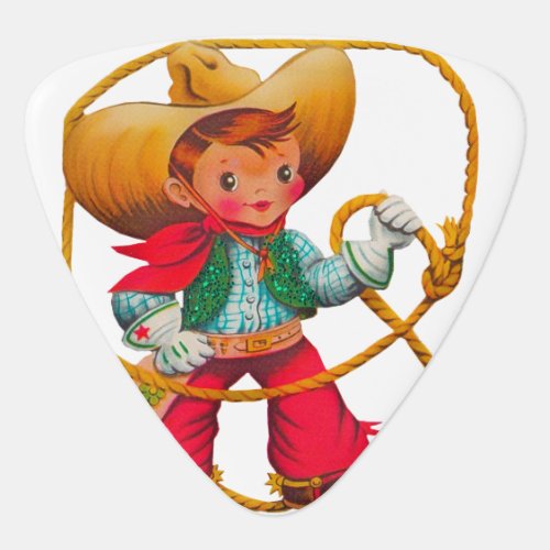 Cowboy Retro Boy Child Cute Western Guitar Pick