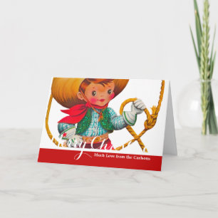 Cowboy Retro Boy Child Cute Western Holiday Card