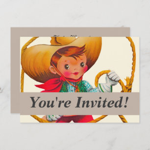 Cowboy Retro Boy Child Cute Western Invitation
