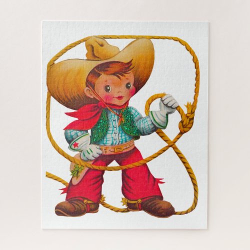 Cowboy Retro Boy Child Cute Western Jigsaw Puzzle