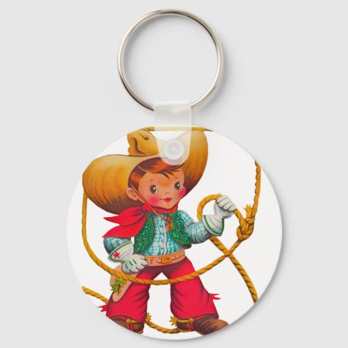 Cowboy Retro Boy Child Cute Western Keychain