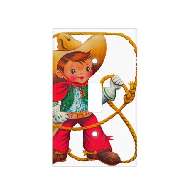 Cowboy Retro Boy Child Cute Western Light Switch Cover (Front)
