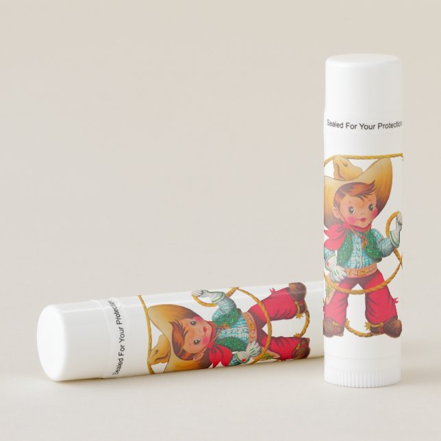 Cowboy Retro Boy Child Cute Western Lip Balm (Front)