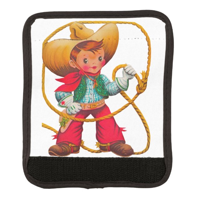 Cowboy Retro Boy Child Cute Western Luggage Handle Wrap (Front)