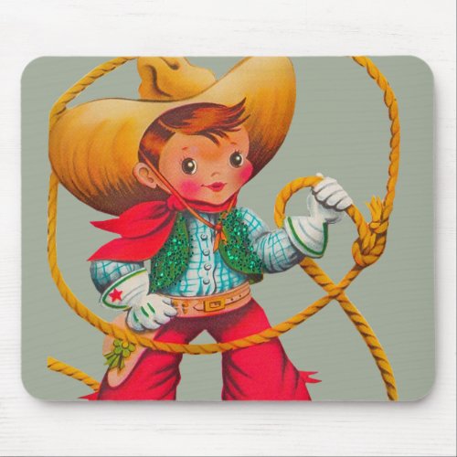 Cowboy Retro Boy Child Cute Western Mouse Pad