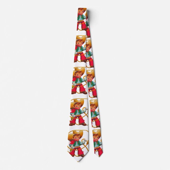 Cowboy Retro Boy Child Cute Western Neck Tie (Front)
