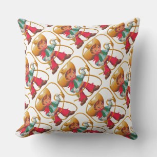 Cowboy Retro Boy Child Cute Western Outdoor Pillow