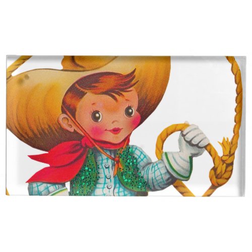 Cowboy Retro Boy Child Cute Western Place Card Holder