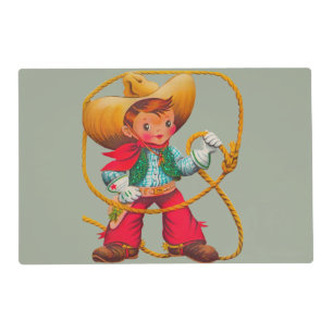 Cowboy Retro Boy Child Cute Western Placemat