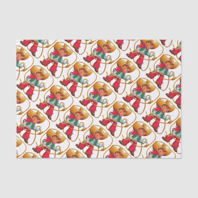 Cowboy Retro Boy Child Cute Western Tissue Paper (Front)