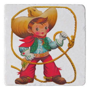 Cowboy Retro Boy Child Cute Western Trivet