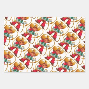 Cowboy Retro Boy Child Cute Western Wrapping Paper Sheets