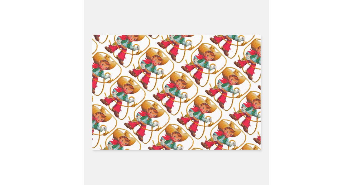 Western Cowboy Hats and Roping Pattern Premium Roll Gift Wrap Wrapping  Paper 