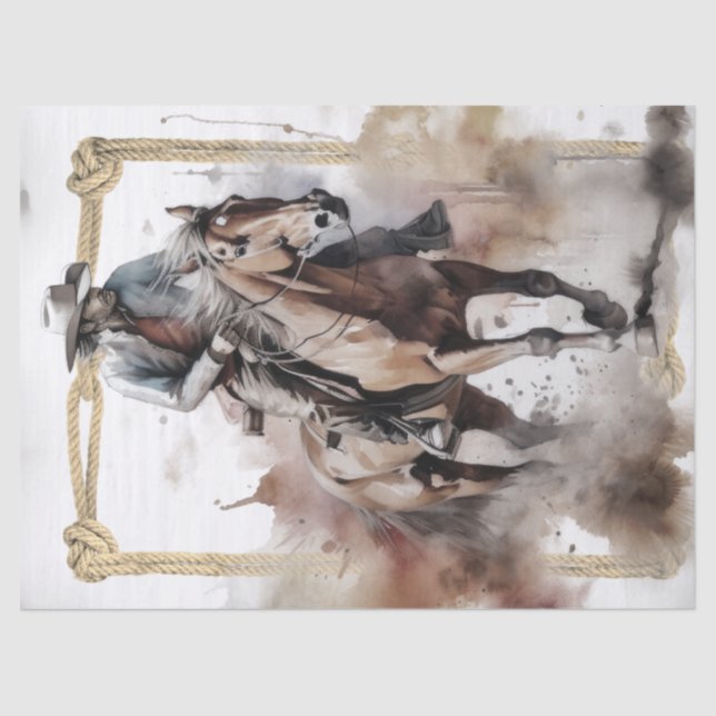 Cowboy Ride Western Man Horse Tissue Paper (Front)