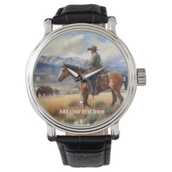 Cowboy Riding A Bay Horse Watch by DakotaInspired at Zazzle