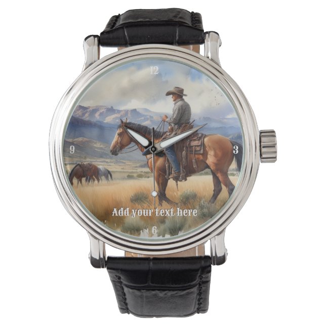 Cowboy Riding a Bay Horse Watch (Front)