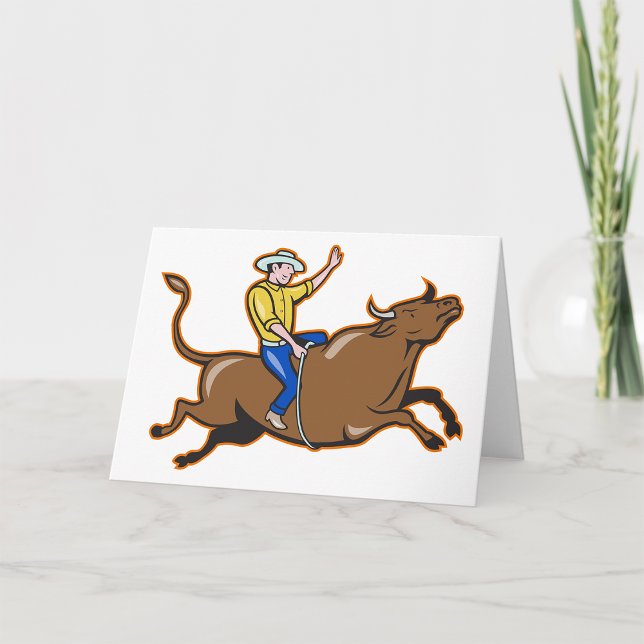 Cowboy Riding A Bull Greeting Cards (Creator Uploaded)