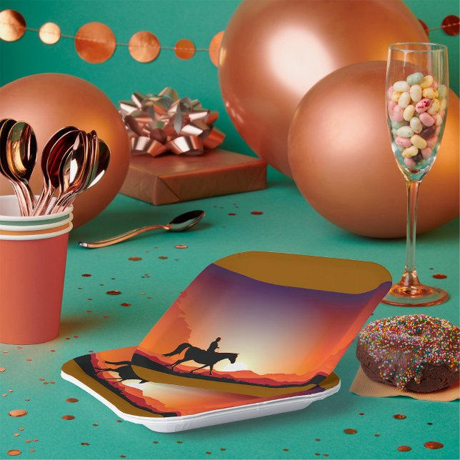 Cowboy Riding A Horse Paper Plates (Creator Uploaded)