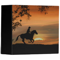 Cowboy riding At Sunset Southwestern 3 Ring Binder