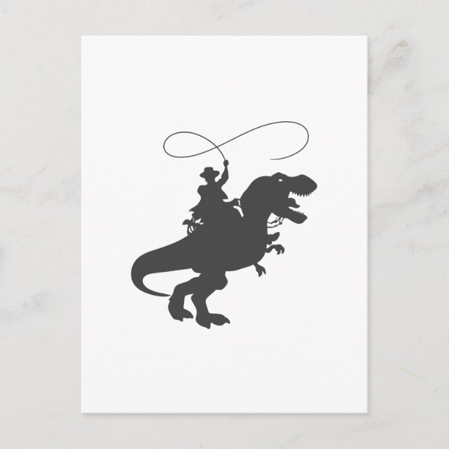 Cowboy riding dinosaur in the prehistoric era postcard (Front)