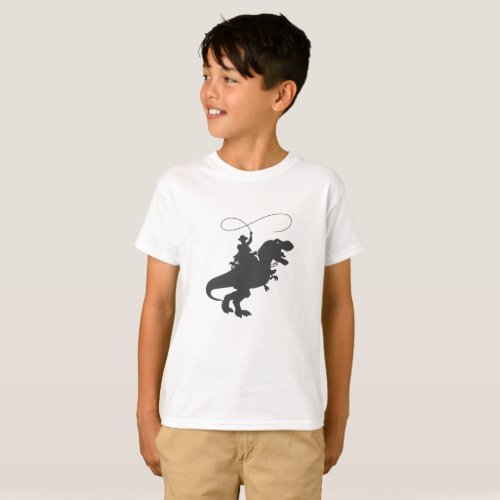 Cowboy riding dinosaur in the prehistoric era T_Shirt