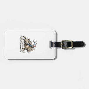 Cowboy Riding Easter Bunny Western Howdy Easter Fu Luggage Tag