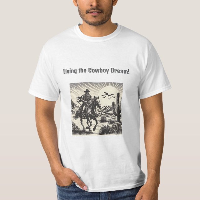 Cowboy Riding Horse T-Shirt (Front)